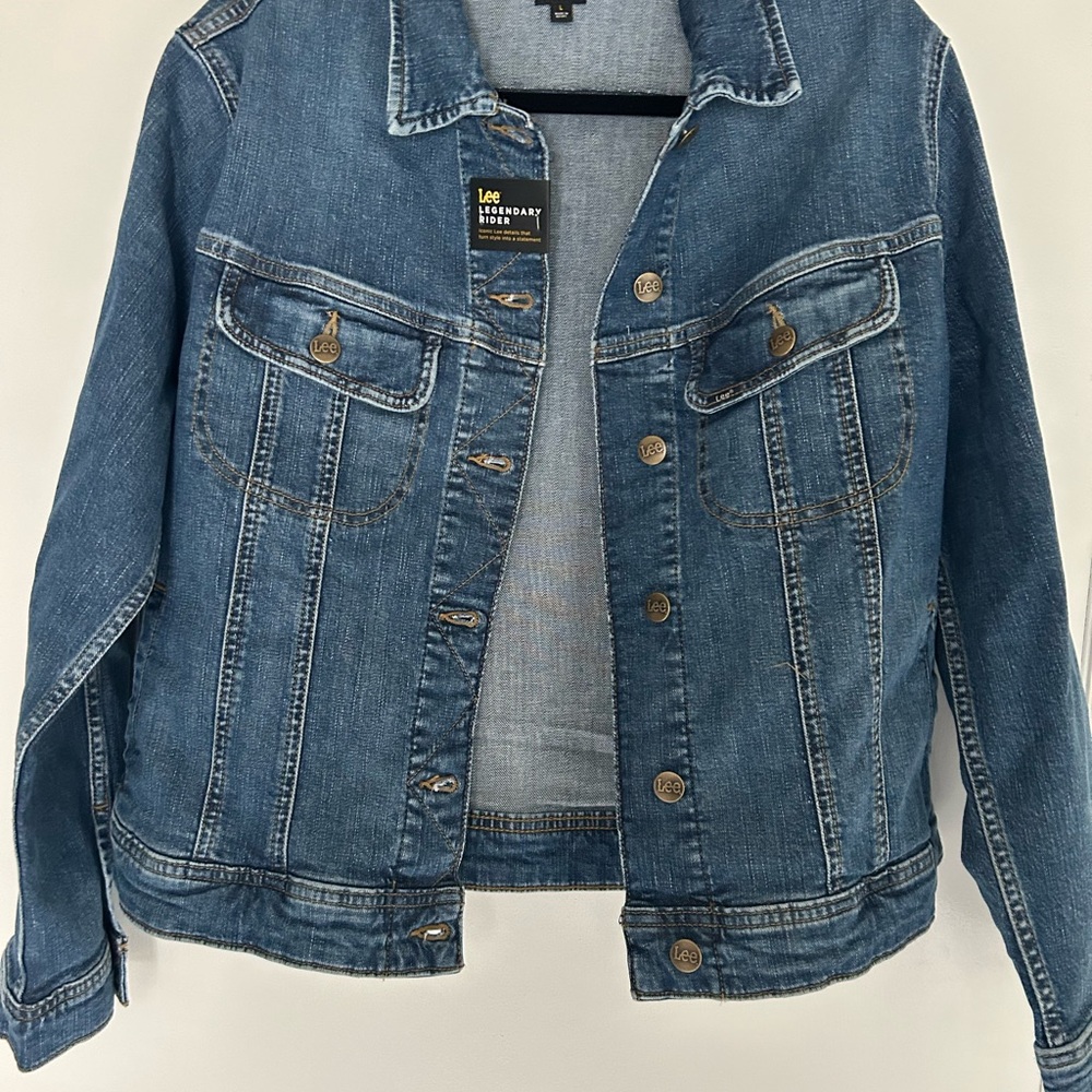 Lee Blue Jean Jacket with Multicolor and Silver Accents - Picture 4 of 4